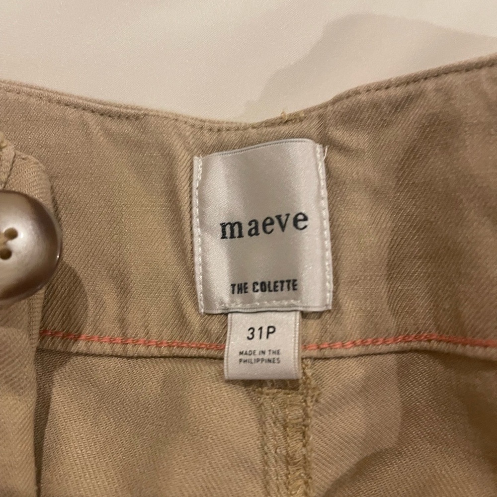 BEIGE EUC 31P Anthropologie Maeve Colette linen blend cropped wide leg pants - Picture 5 of 6